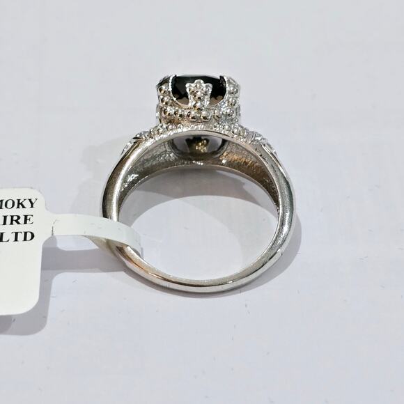 Sterling Silver Square Cut Smokey Quartz Solitaire Ring Size 10 NWT - Picture 4 of 5